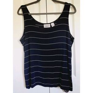 Chico's Travelers 3 Black White Striped‎ Sleeveless Travel Knit Tank Top  XL